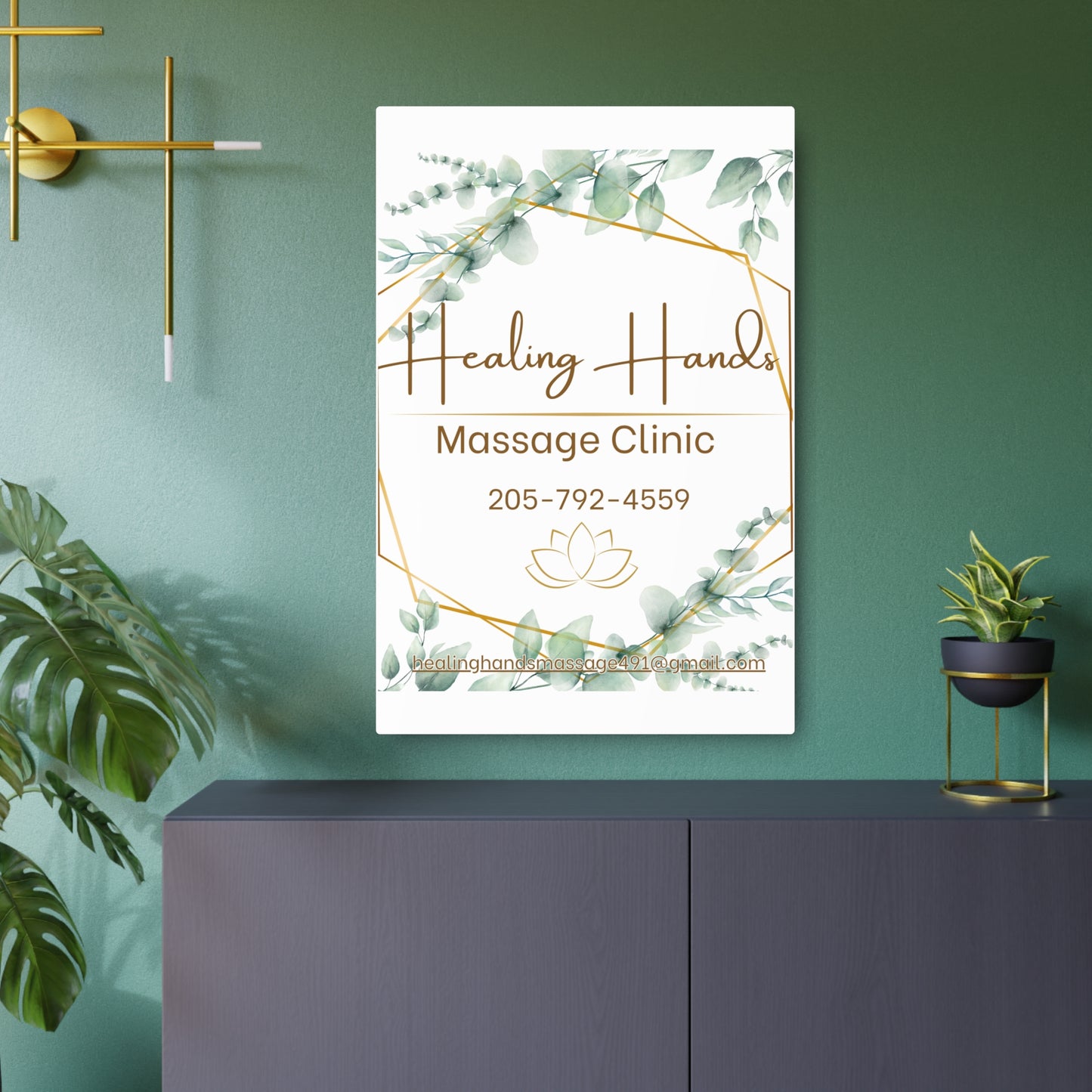 Healing Hands Metal Art Sign