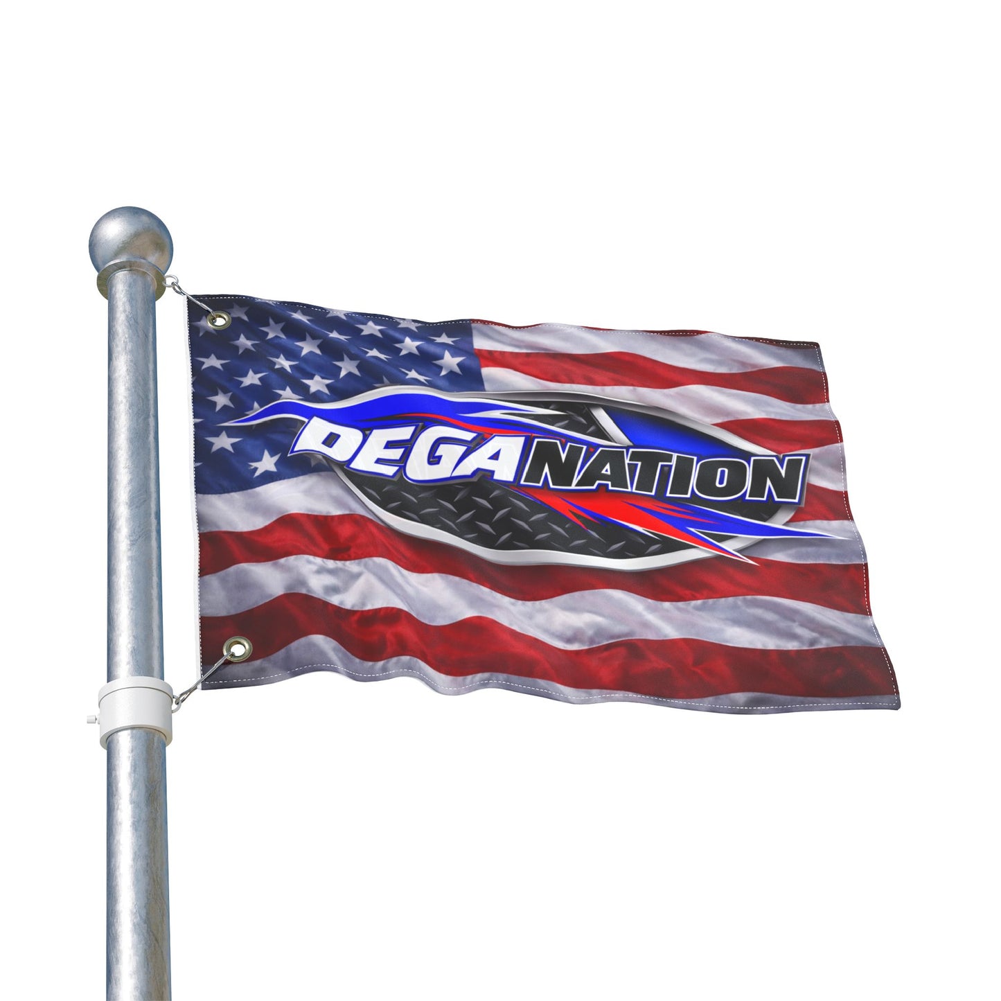 DEGA Nation American Flag — Double-Sided Racing Fan Flag