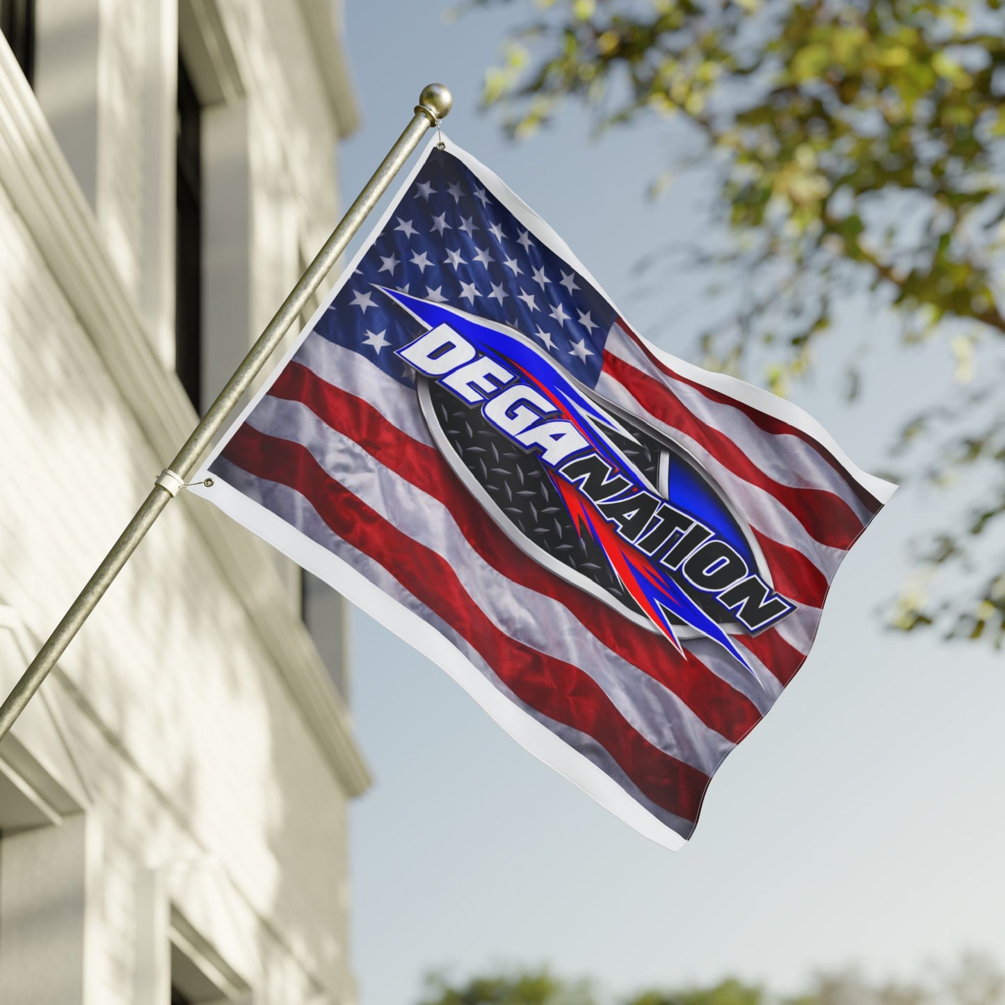 DEGA Nation American Flag — Double-Sided Racing Fan Flag