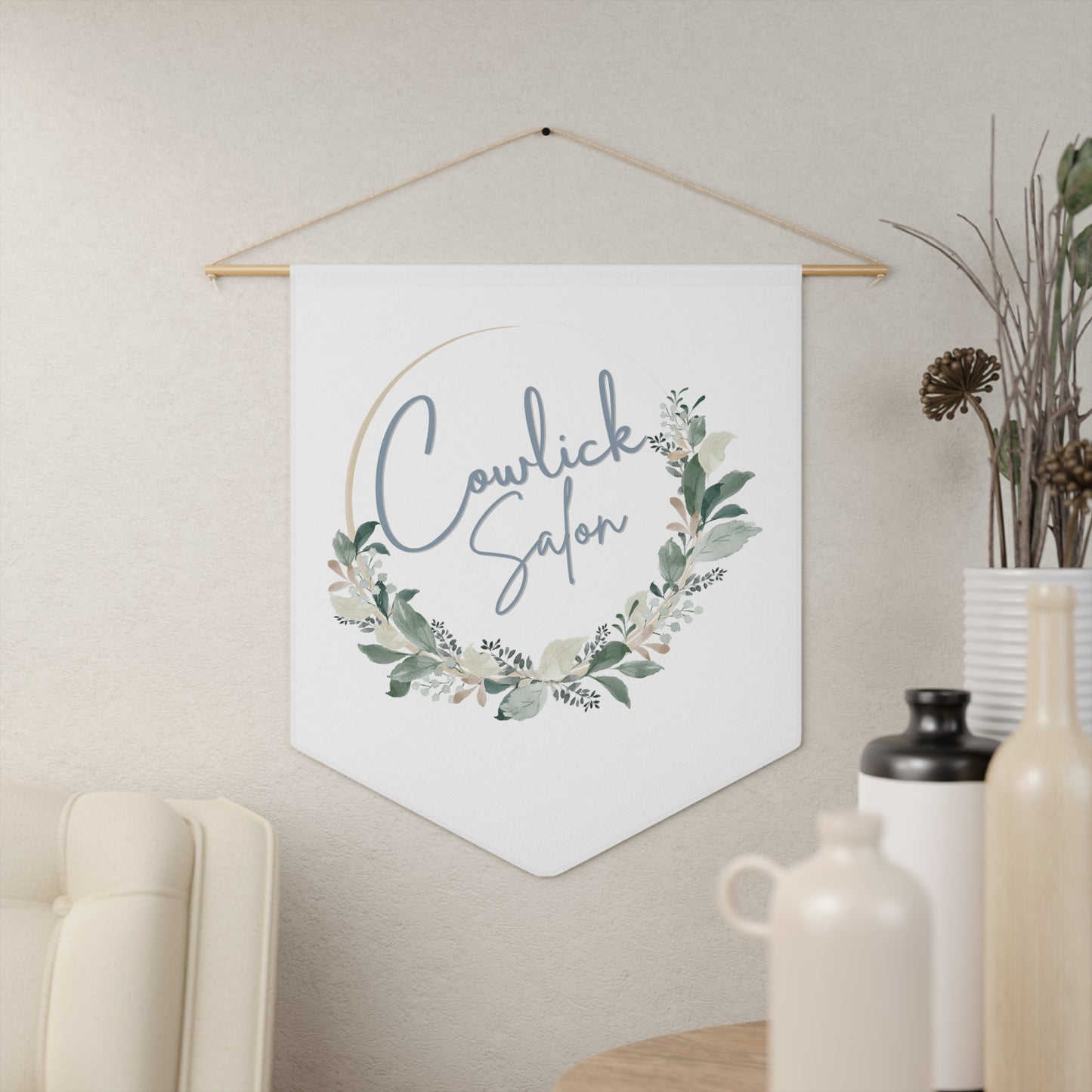 Floral Pennant Banner for Salon Decor | Boho Wall Art for Home | Personalized Business Sign | Ideal for Gift or Celebration | Elegant [...]