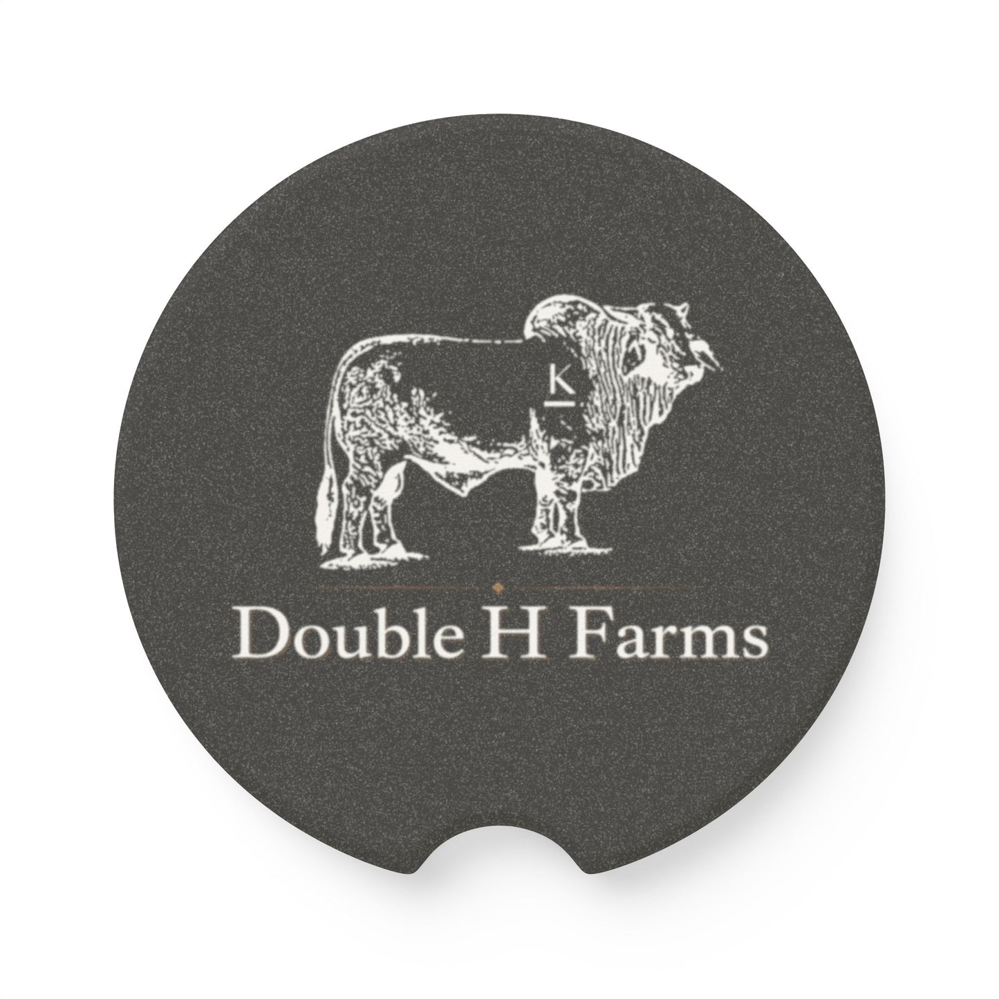 Soapstone Car Coaster — Personalized Farmhouse Cow Logo Car Cup Holder Coaster