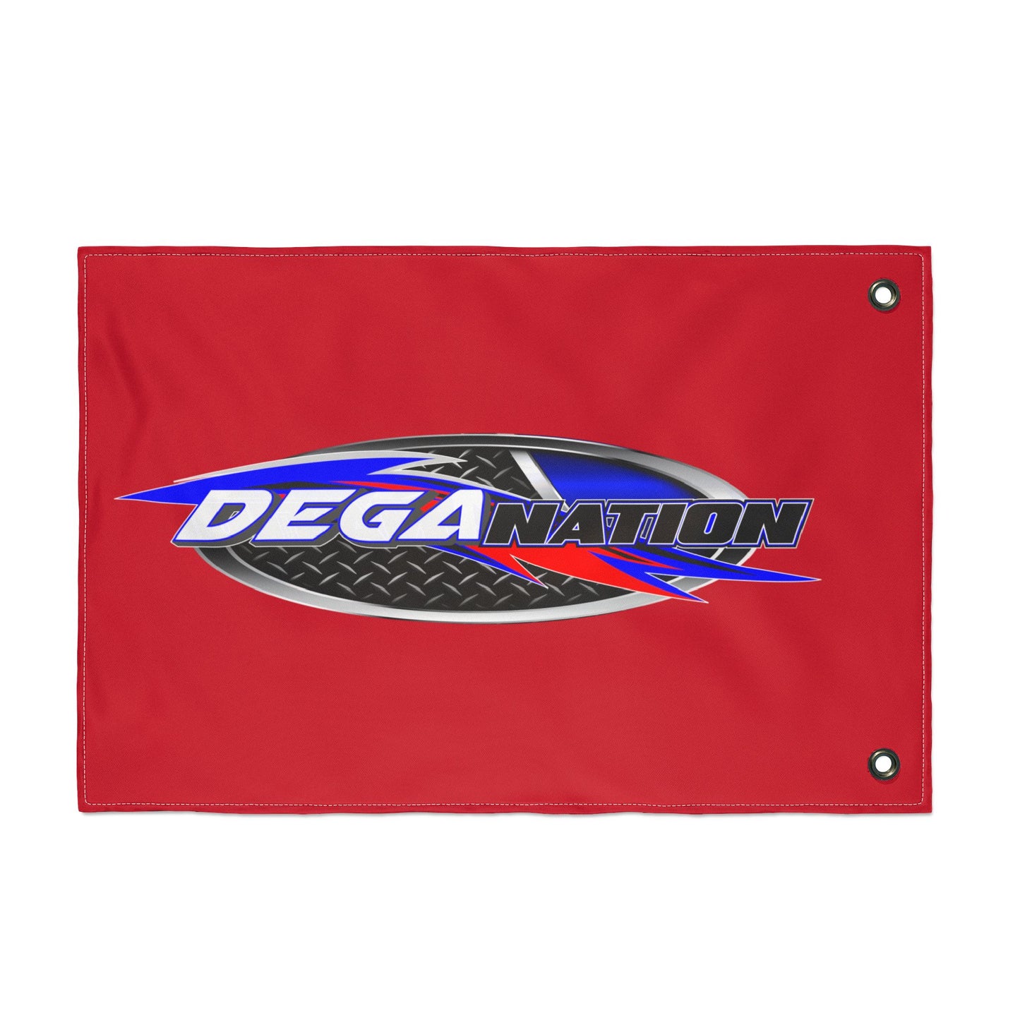 Deganation Racing Flag — Double-Sided Red Motorsport Banner