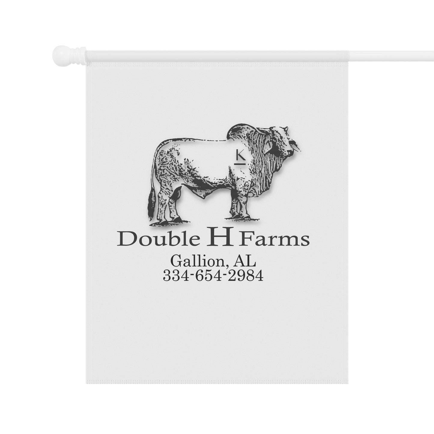 Farmhouse Garden Flag — Double H Farms Logo (Custom Address & Phone)