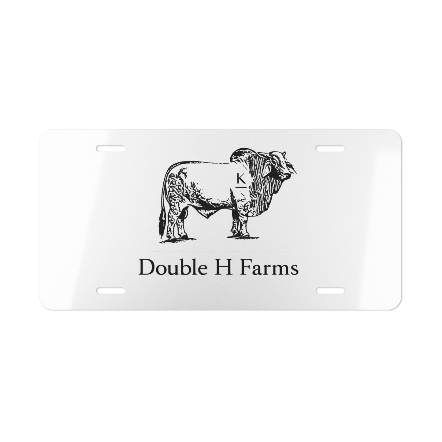 Custom Farm Vanity Plate – 'Double H Farms' Cattle Illustration License Plate