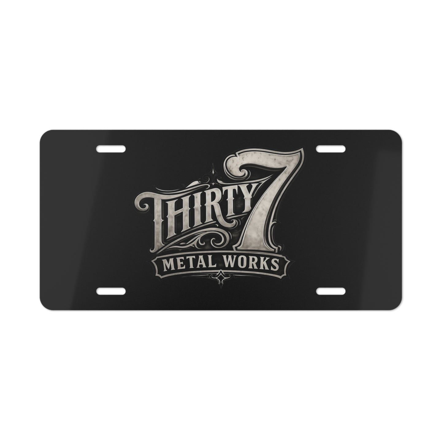 Vanity Plate - 'Thirty 7 Metal Works' Retro Garage License Plate