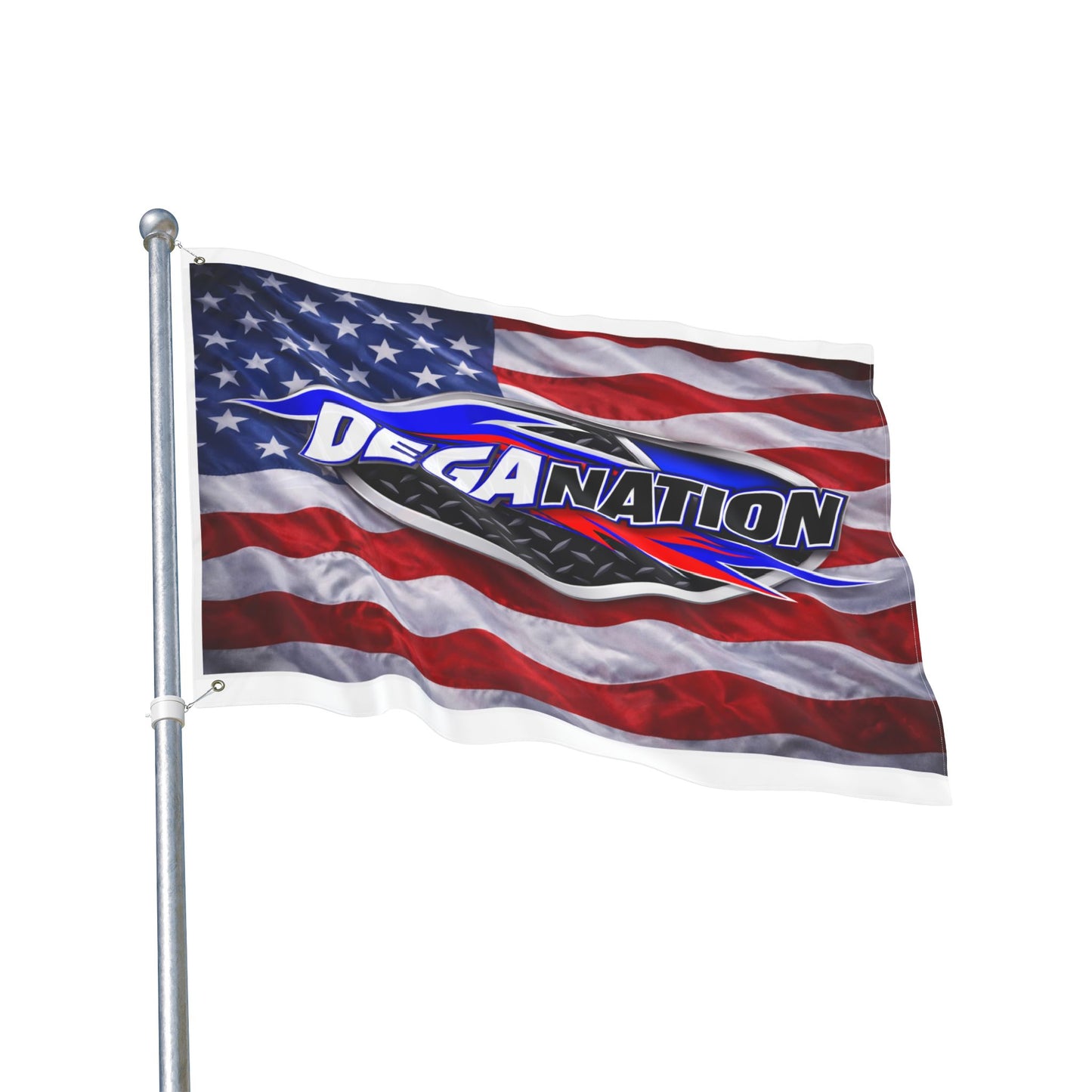 DEGA Nation American Flag — Double-Sided Racing Fan Flag