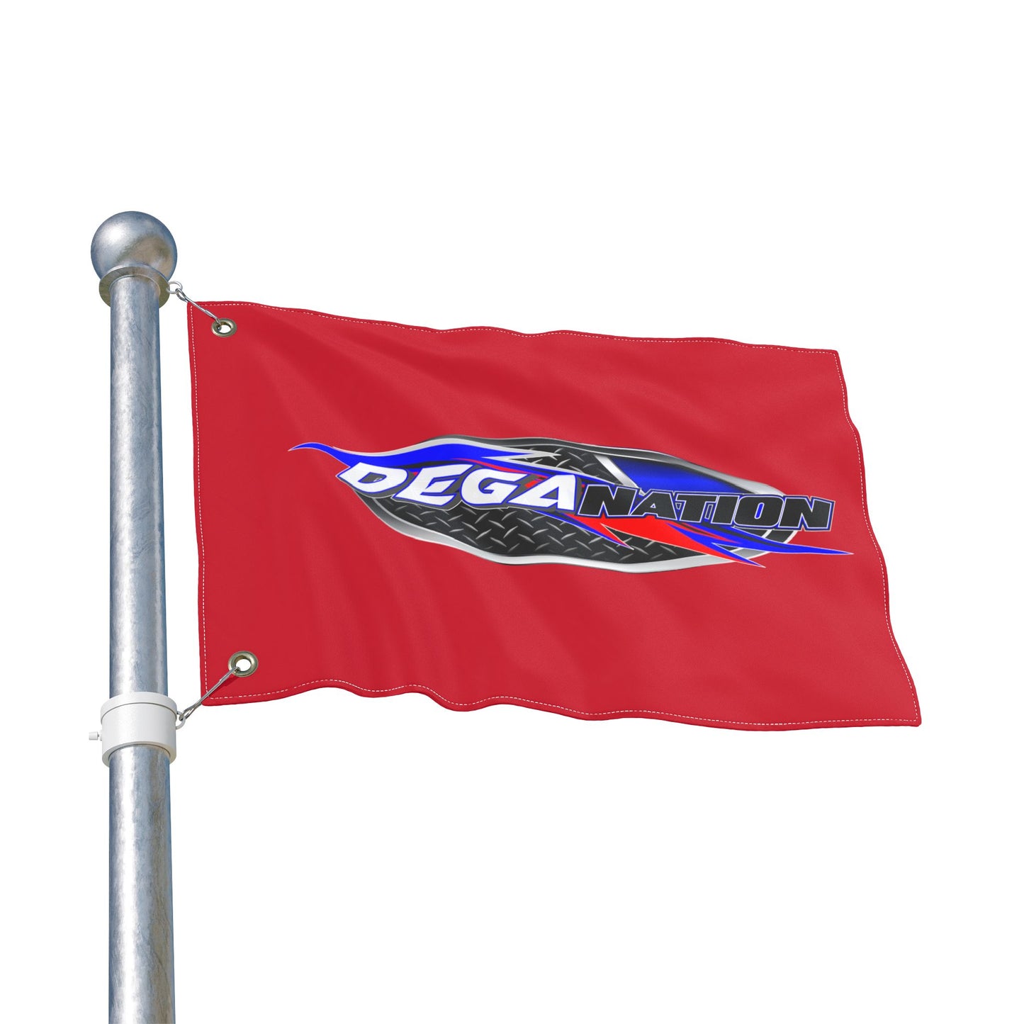 Deganation Racing Flag — Double-Sided Red Motorsport Banner