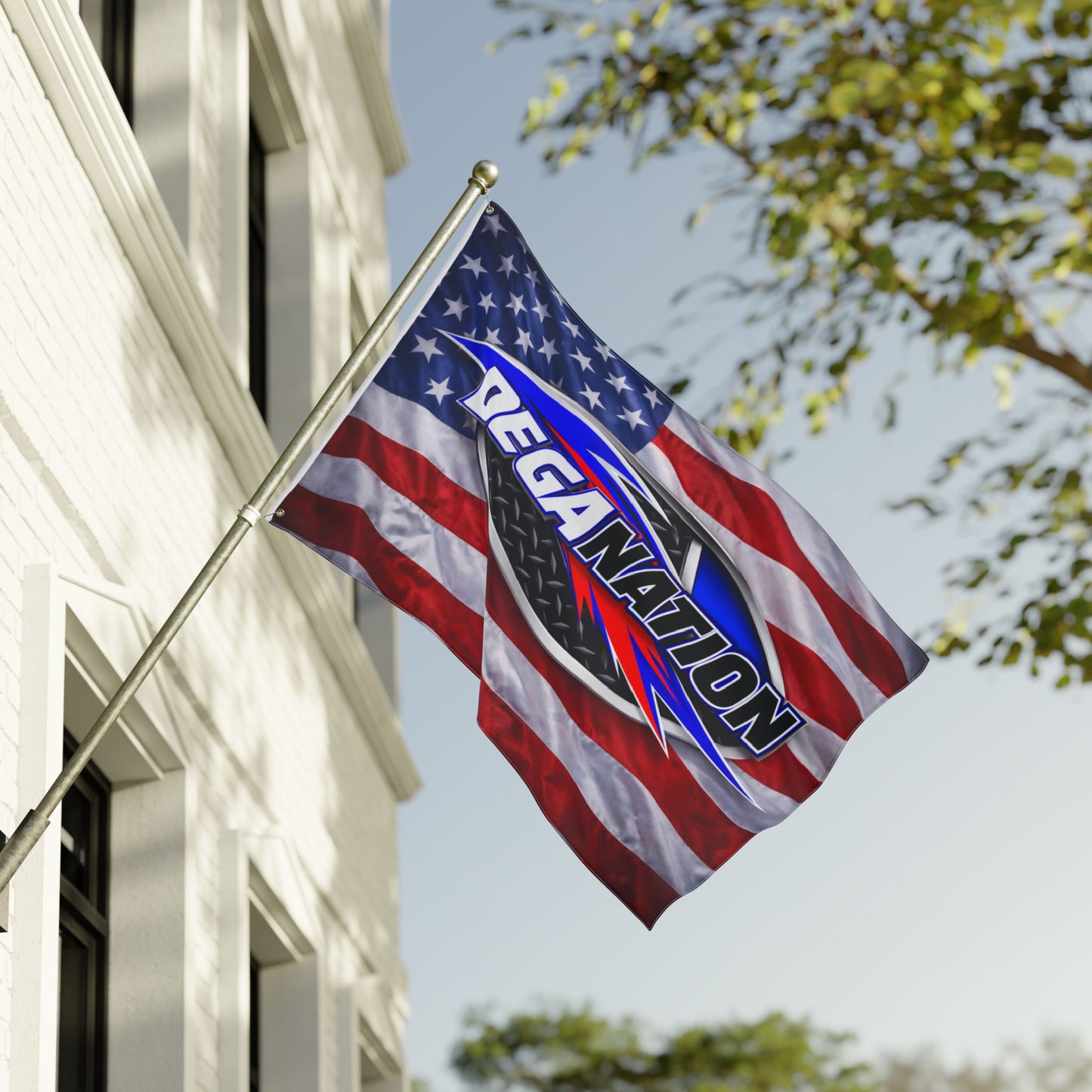 DEGA Nation American Flag — Double-Sided Racing Fan Flag