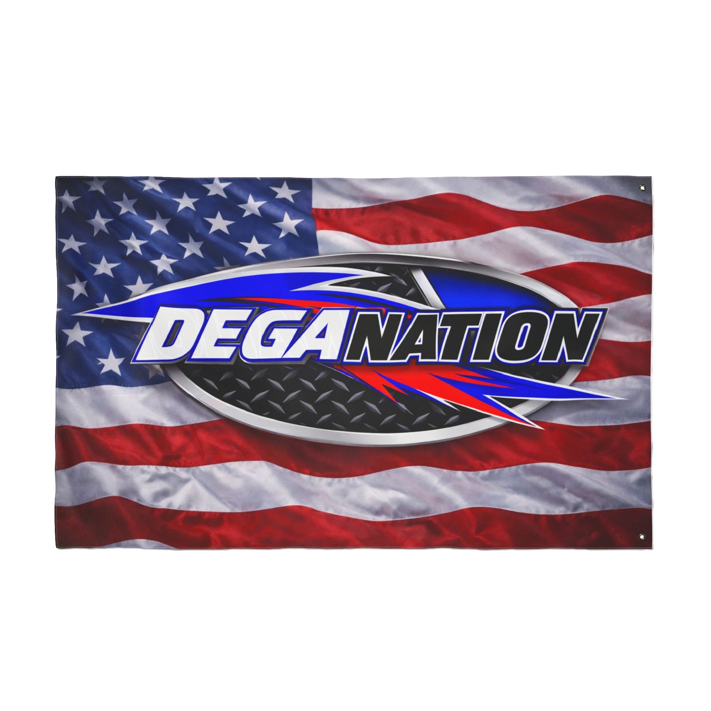 DEGA Nation American Flag — Double-Sided Racing Fan Flag
