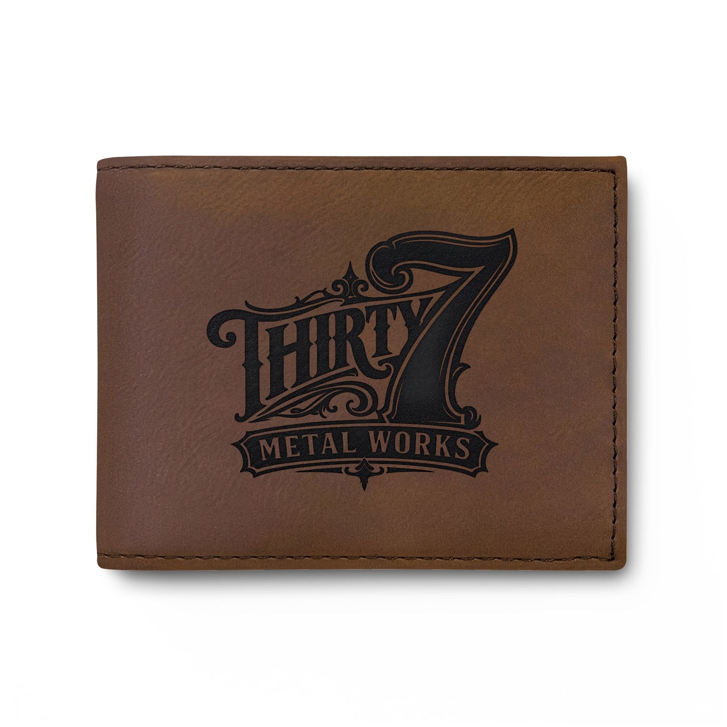 Grey Bi-Fold Wallet — Embossed 'Thirty7' Vintage Logo