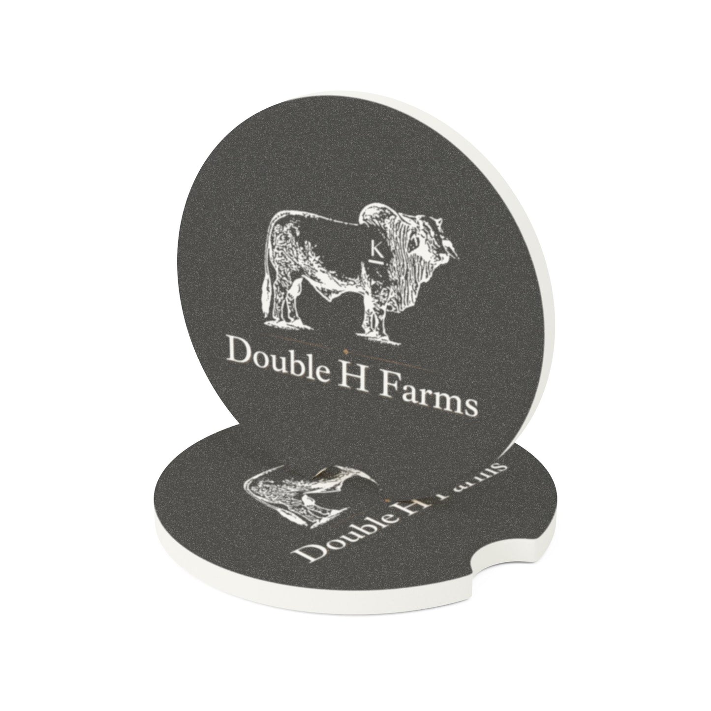 Soapstone Car Coaster — Personalized Farmhouse Cow Logo Car Cup Holder Coaster