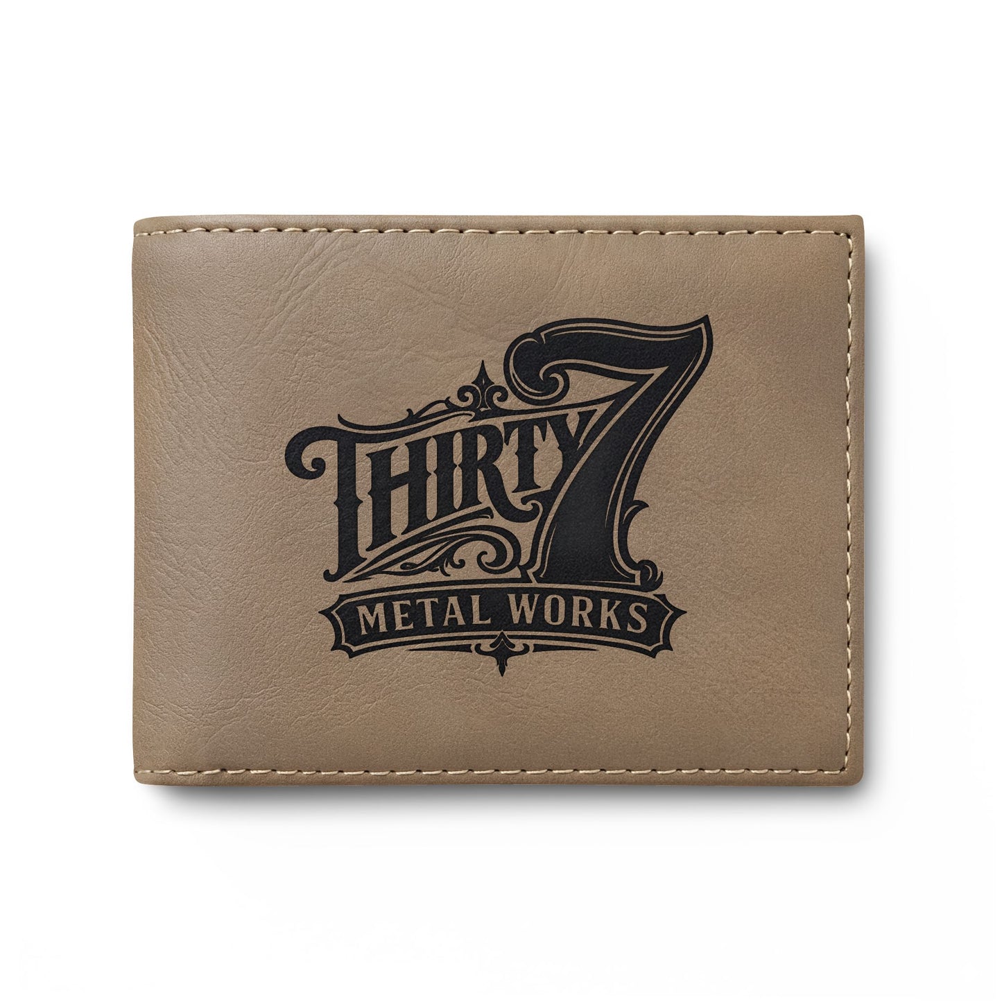 Grey Bi-Fold Wallet — Embossed 'Thirty7' Vintage Logo