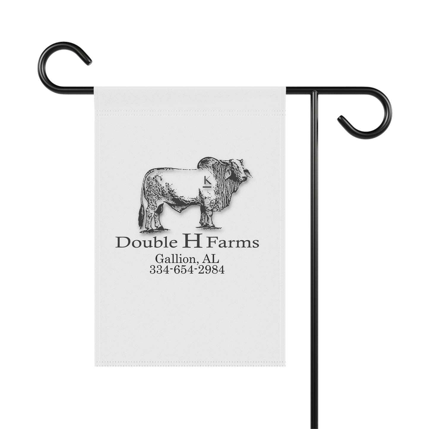 Farmhouse Garden Flag — Double H Farms Logo (Custom Address & Phone)