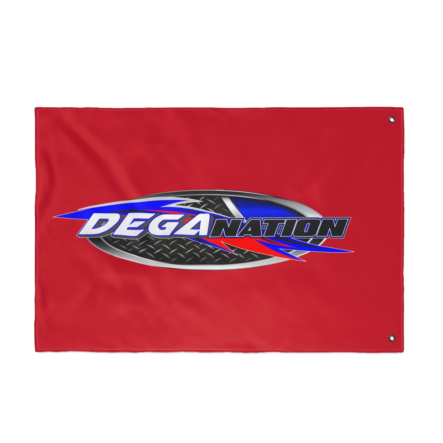 Deganation Racing Flag — Double-Sided Red Motorsport Banner