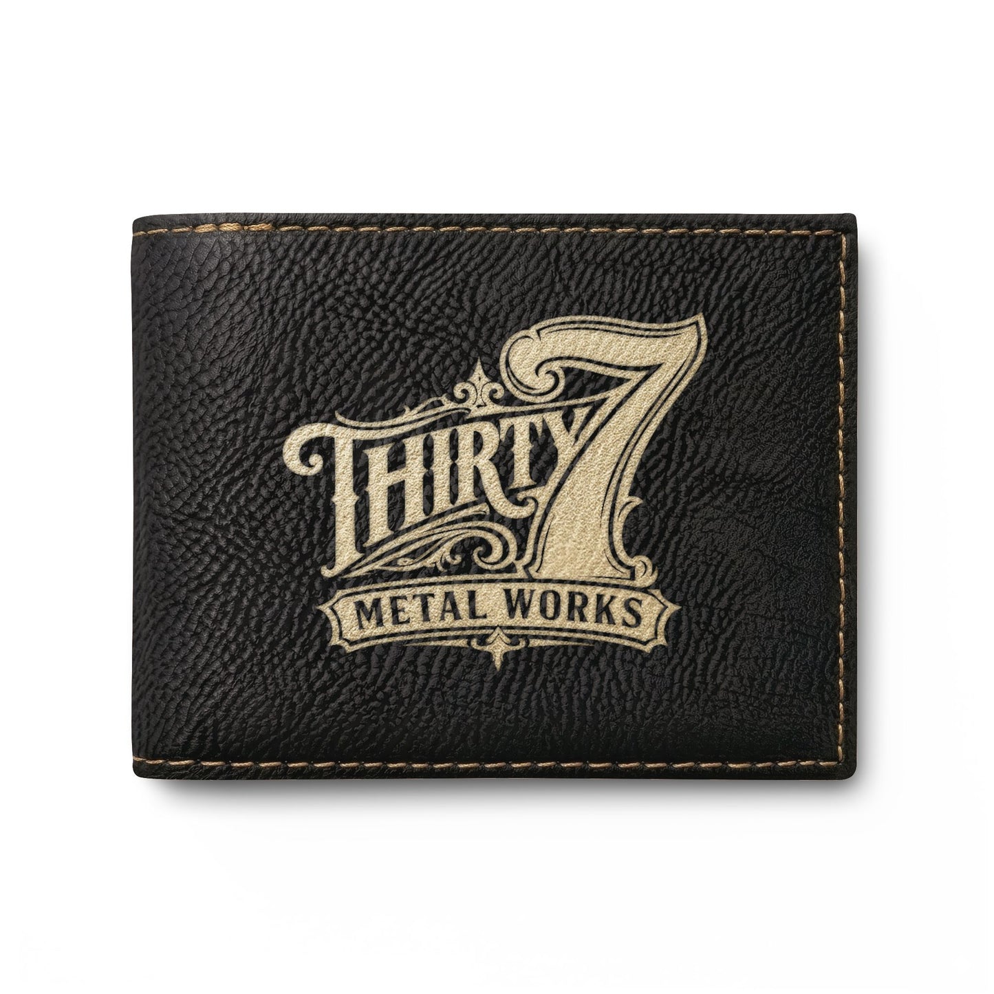 Grey Bi-Fold Wallet — Embossed 'Thirty7' Vintage Logo
