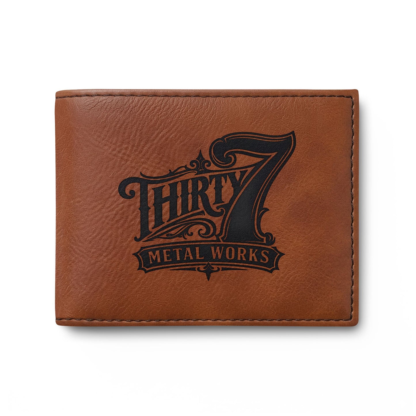 Grey Bi-Fold Wallet — Embossed 'Thirty7' Vintage Logo