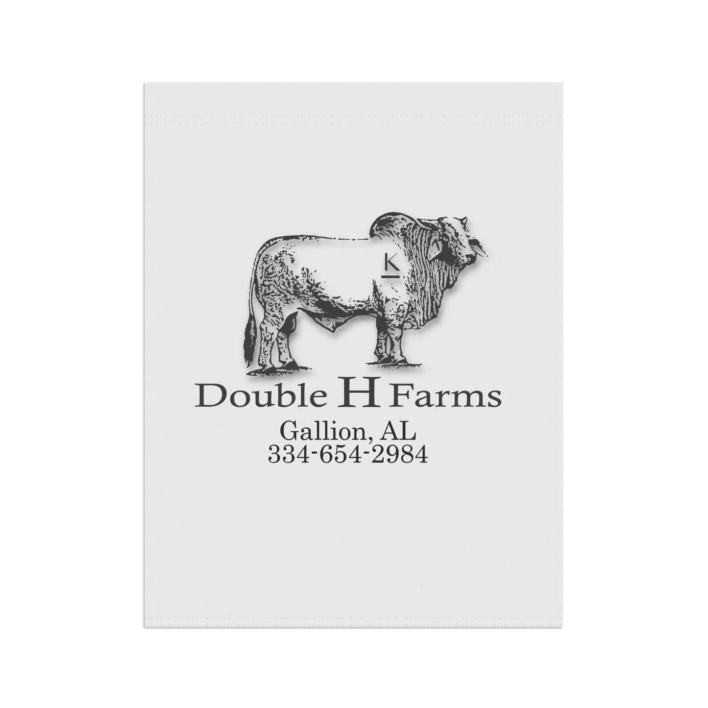 Farmhouse Garden Flag — Double H Farms Logo (Custom Address & Phone)