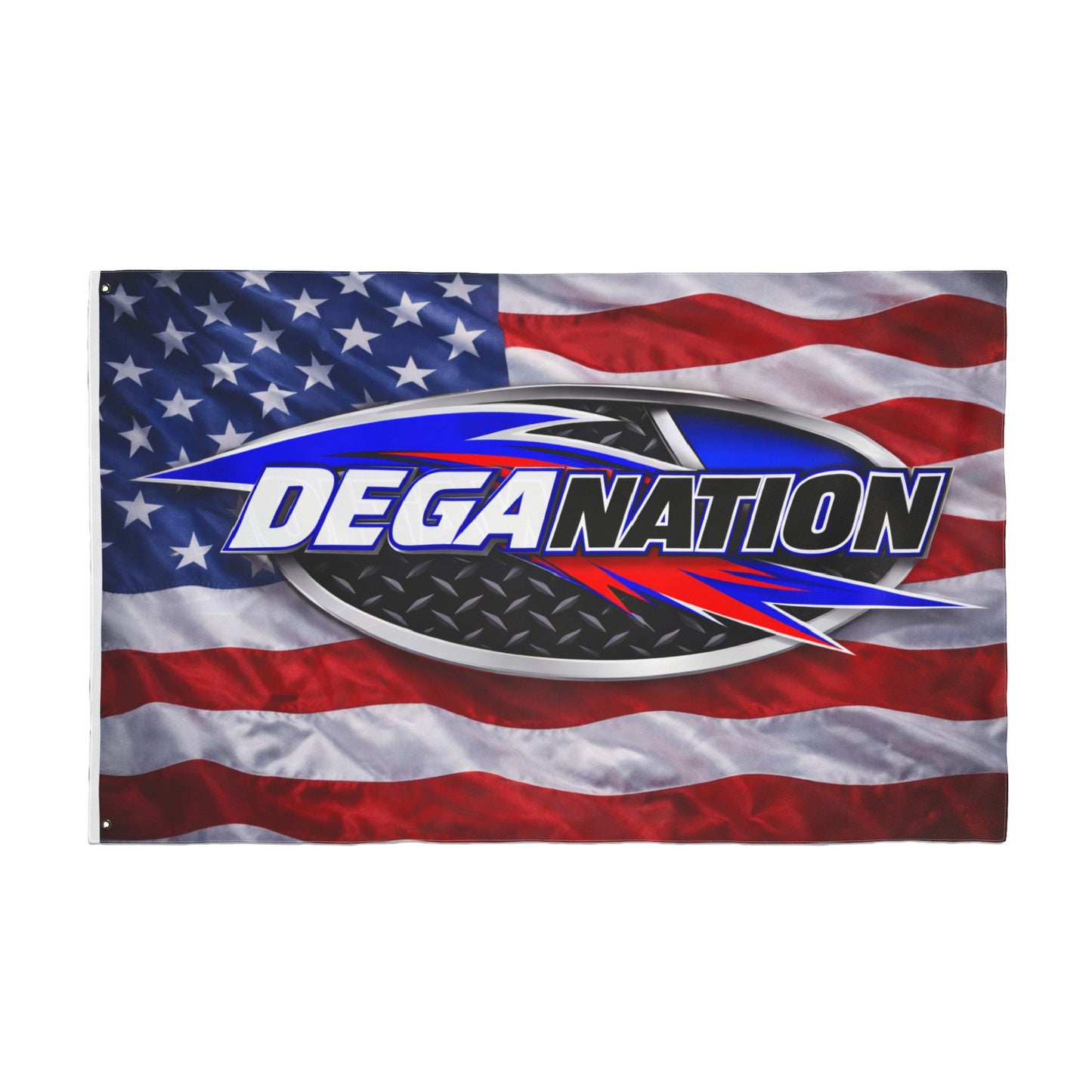 DEGA Nation American Flag — Double-Sided Racing Fan Flag