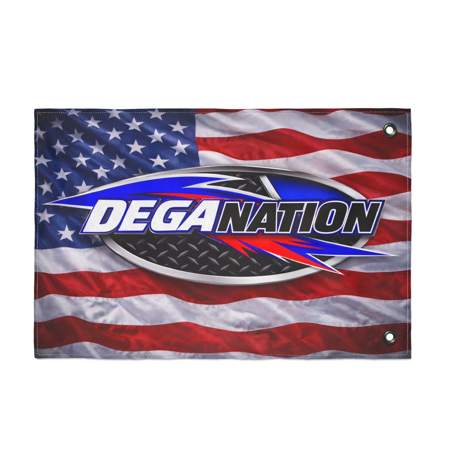 DEGA Nation American Flag — Double-Sided Racing Fan Flag