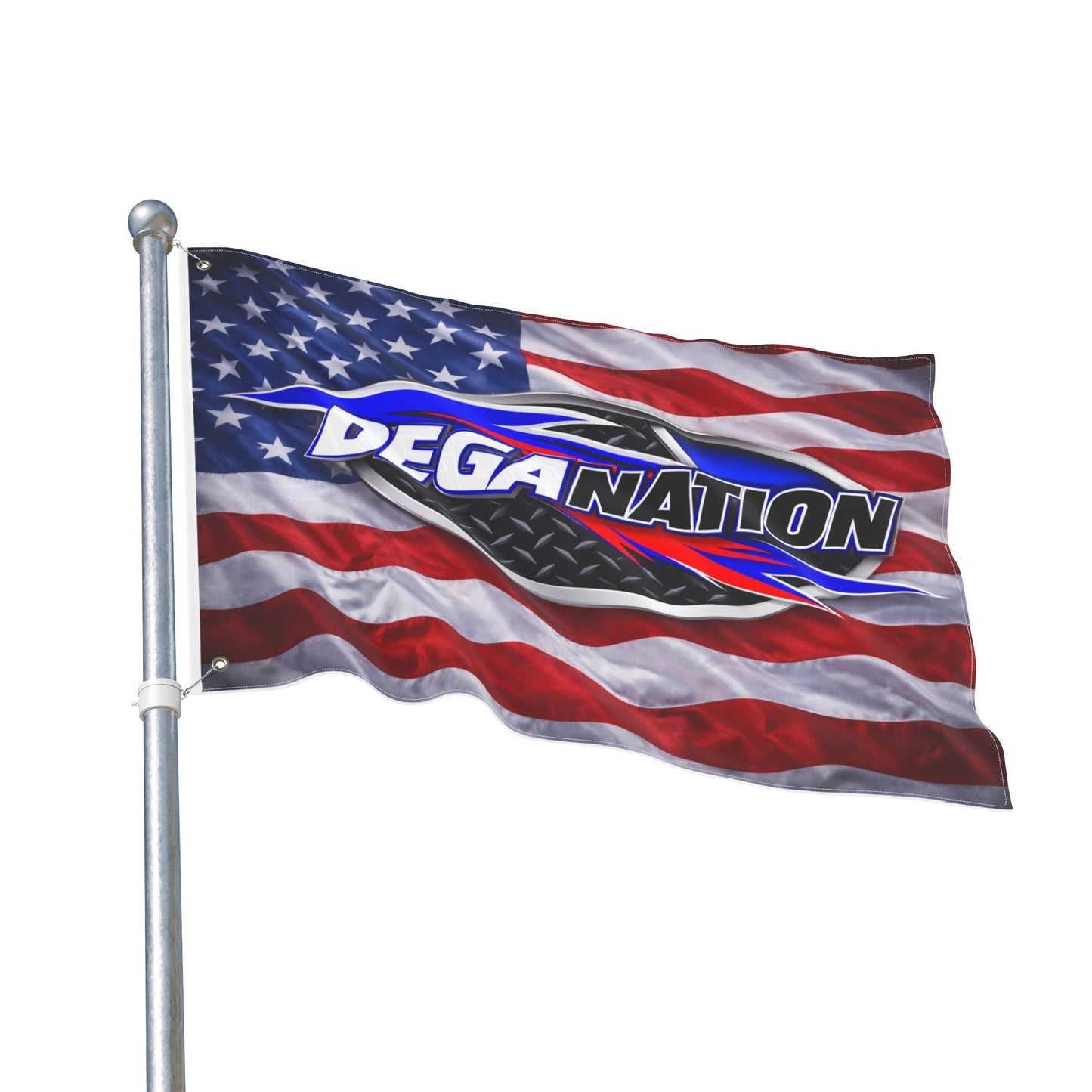 DEGA Nation American Flag — Double-Sided Racing Fan Flag
