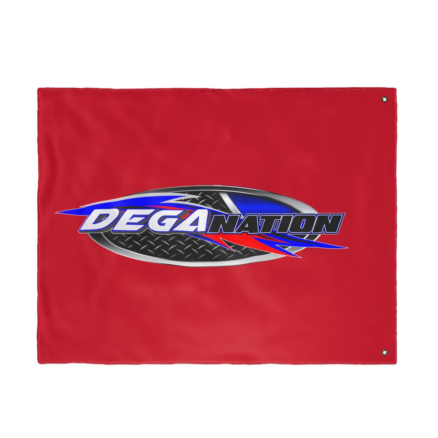 Deganation Racing Flag — Double-Sided Red Motorsport Banner