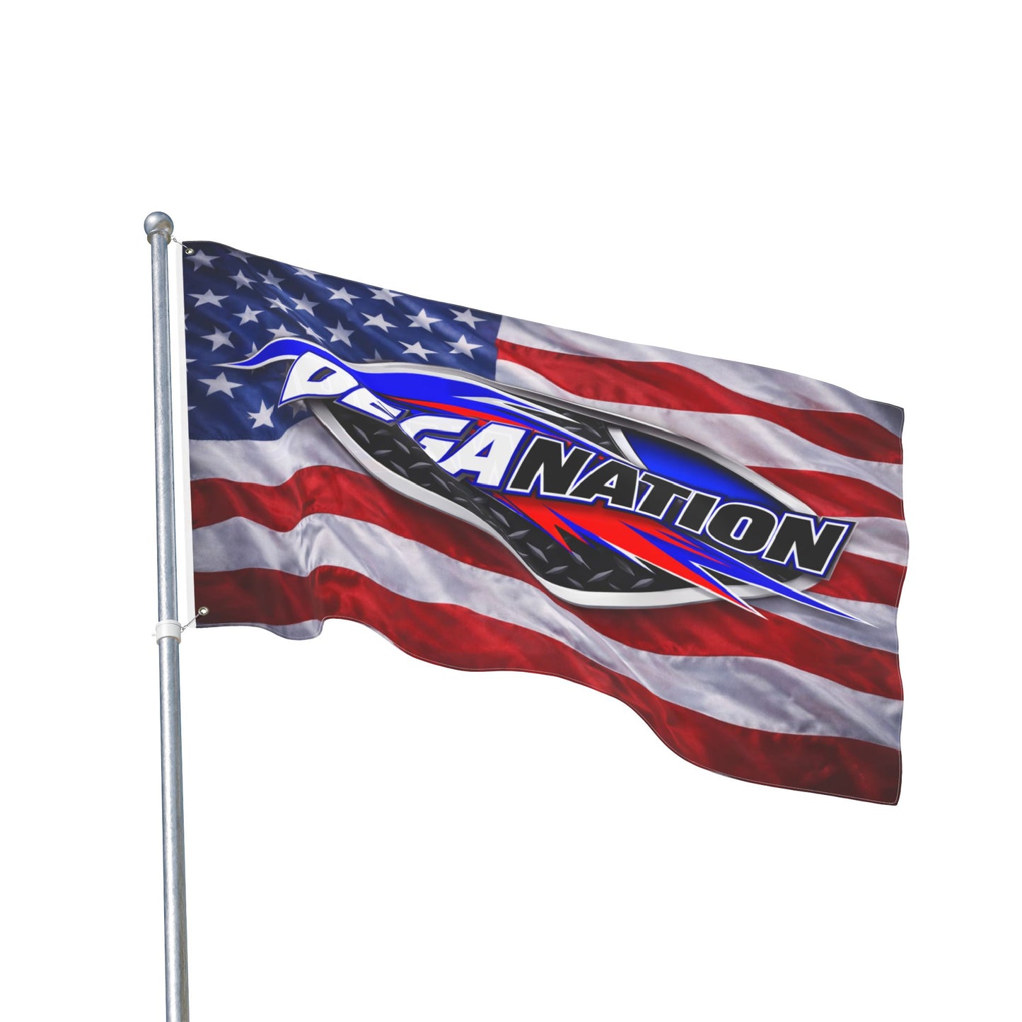 DEGA Nation American Flag — Double-Sided Racing Fan Flag