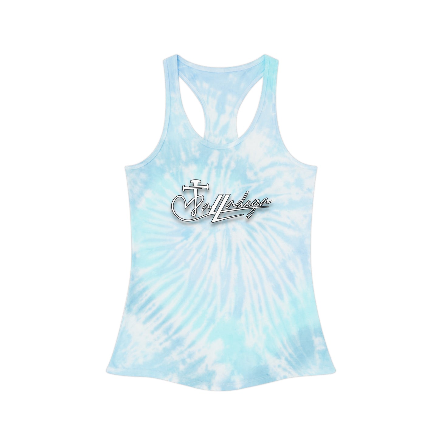 Aqua Tie Dye Racerback Tank Top, Summer Activewear, Beachwear, Festival Fashion, Casual Sports Top