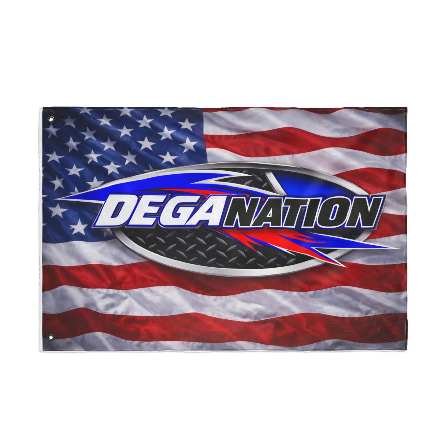 DEGA Nation American Flag — Double-Sided Racing Fan Flag