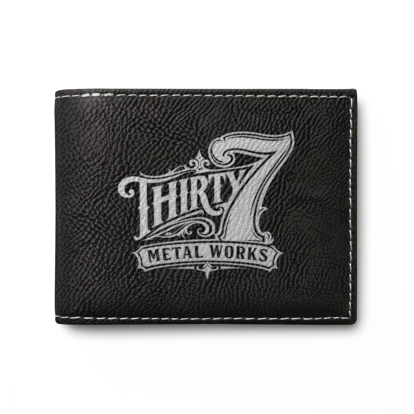 Grey Bi-Fold Wallet — Embossed 'Thirty7' Vintage Logo