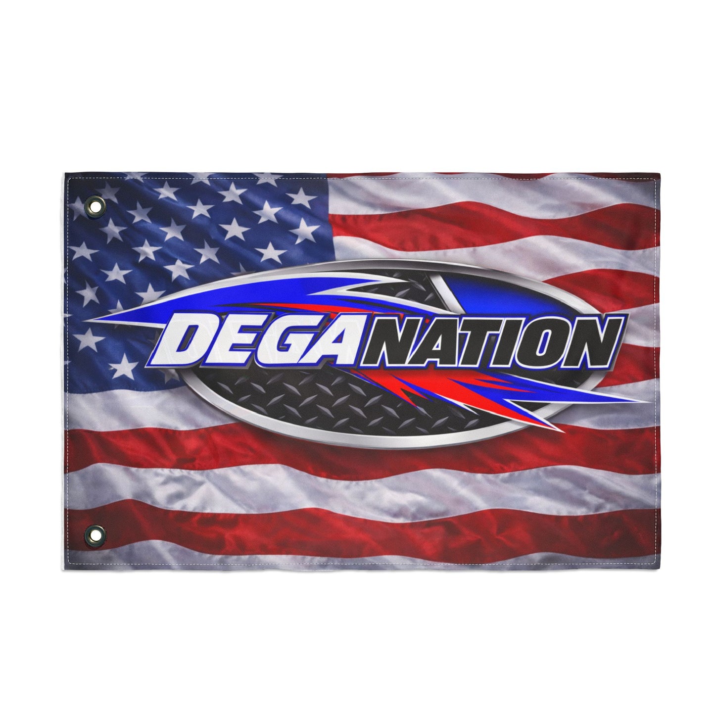 DEGA Nation American Flag — Double-Sided Racing Fan Flag