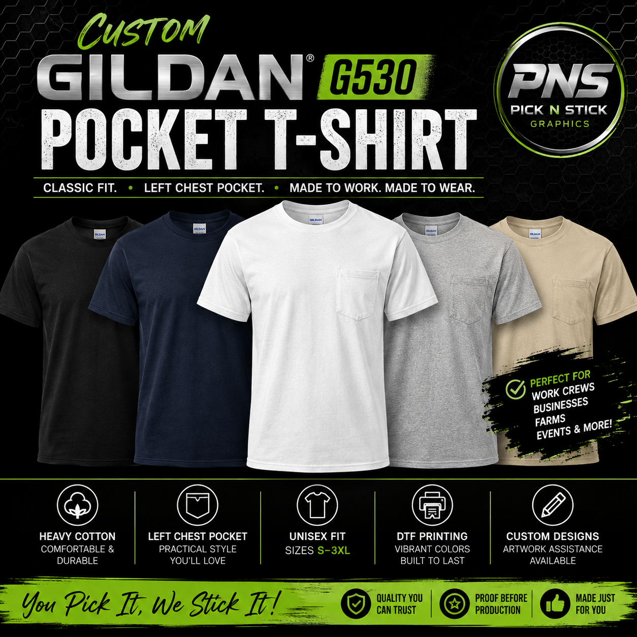 Custom Gildan Heavy Cotton™ Pocket T-Shirt – G530