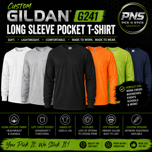 Custom Gildan Ultra Cotton® Long Sleeve Pocket T-Shirt – G241