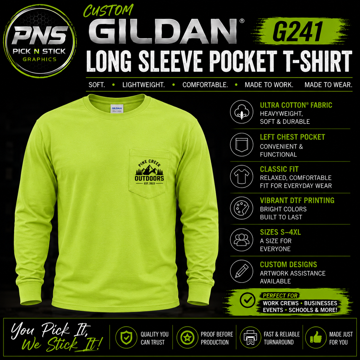 Custom Gildan Ultra Cotton® Long Sleeve Pocket T-Shirt – G241
