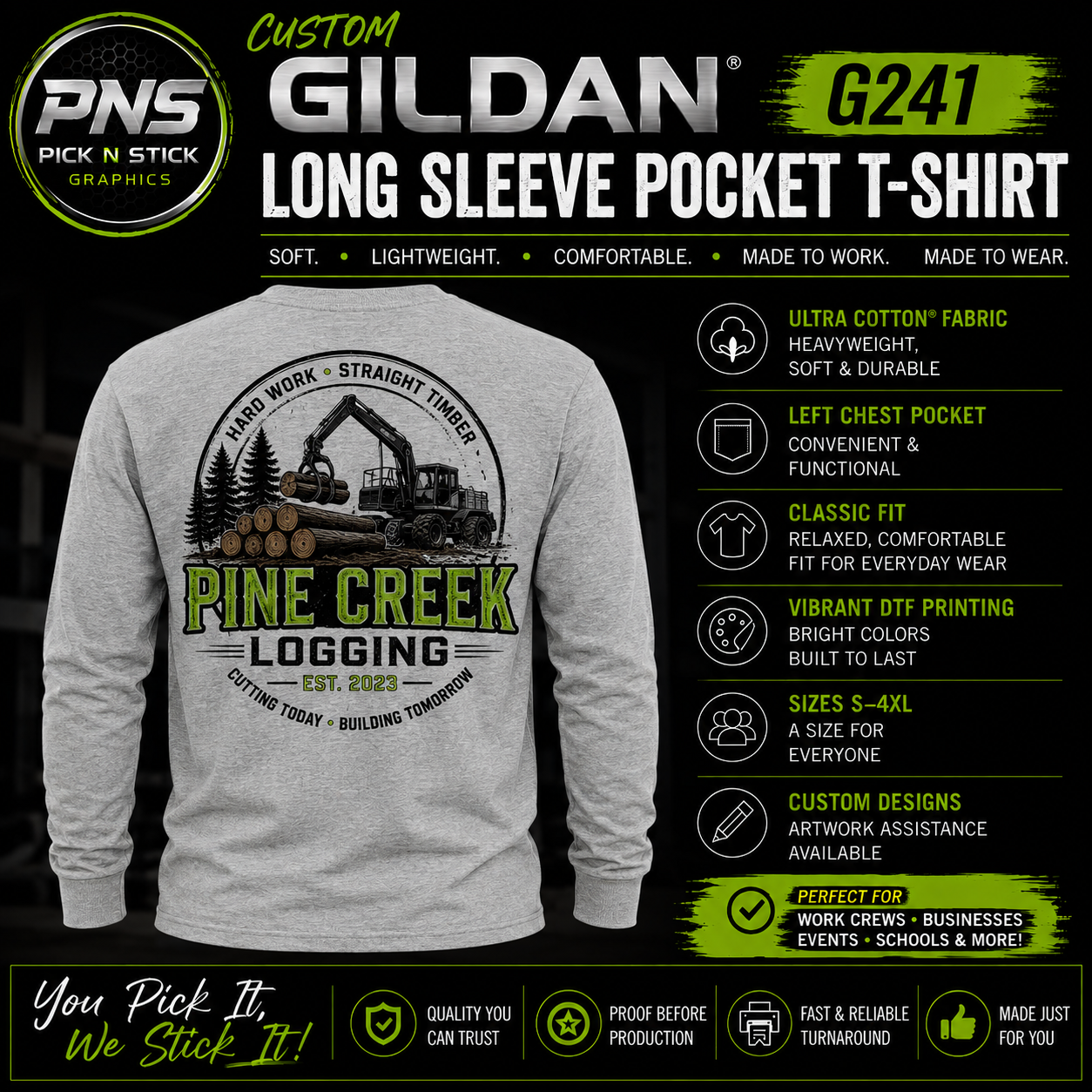 Custom Gildan Ultra Cotton® Long Sleeve Pocket T-Shirt – G241
